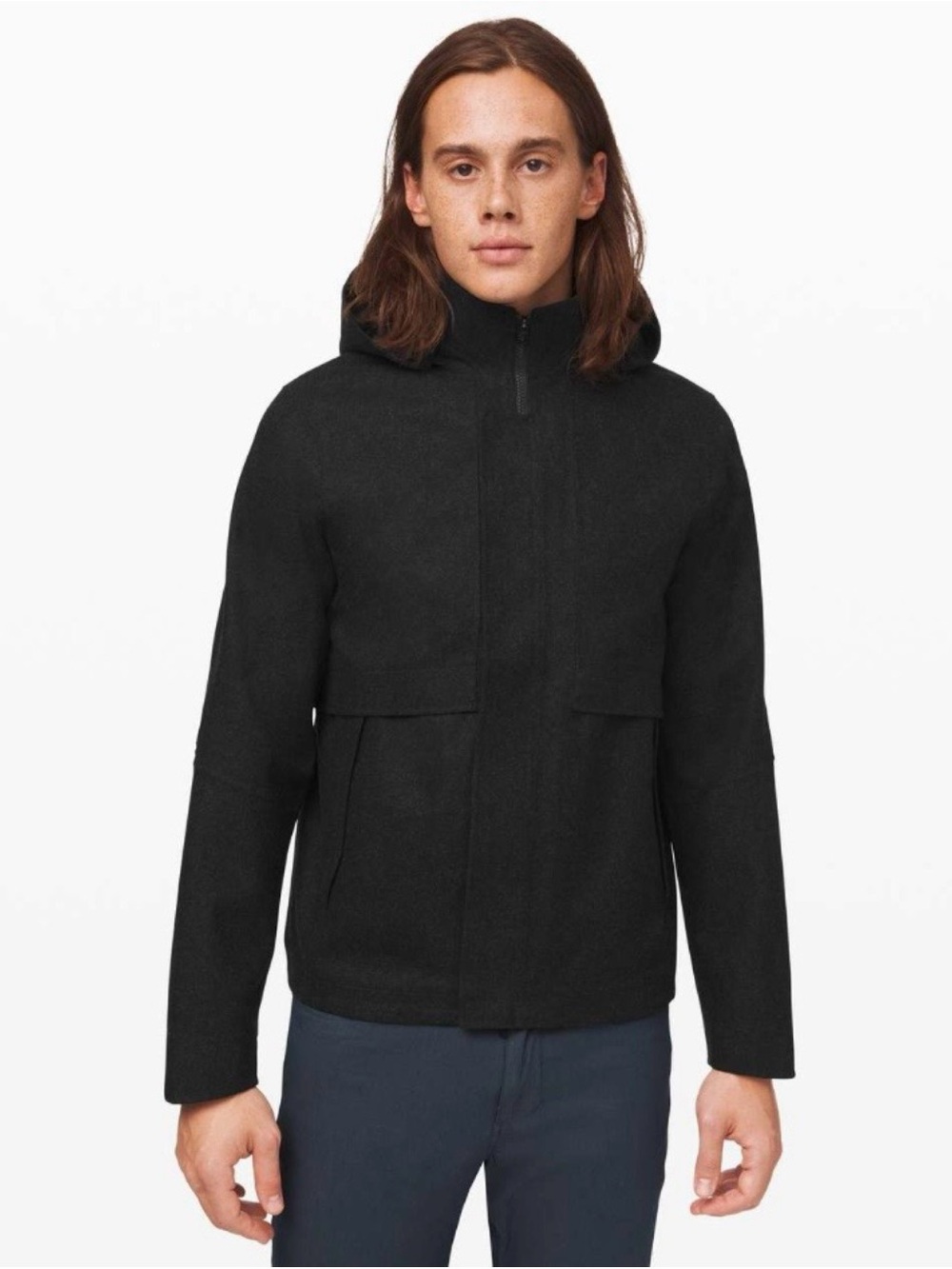 Lululemon Wool Storm Break Rain Jacket in Heathered Black Sz XL